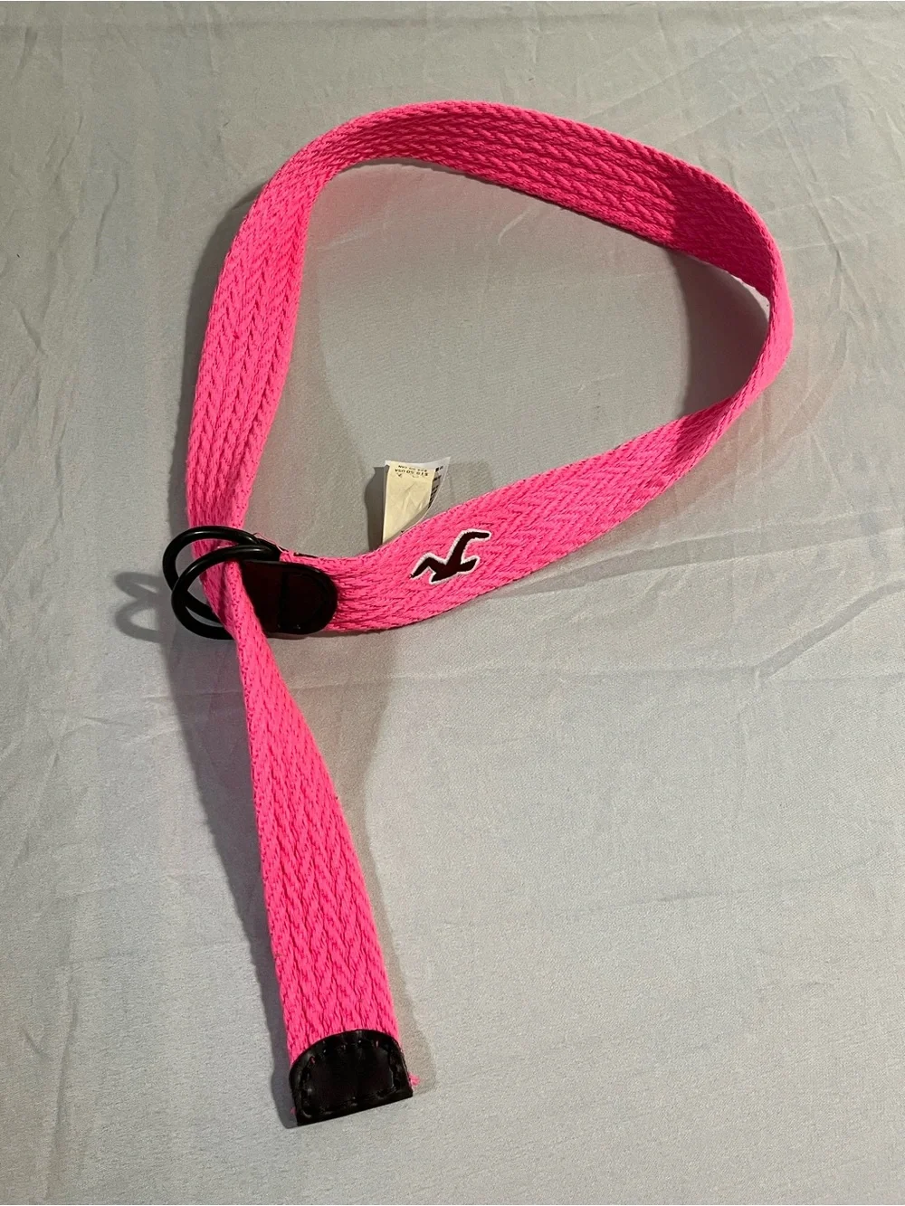 Hollister Women's Neon Pink Woven Belt with Black Hardware Size Medium/Large NWT